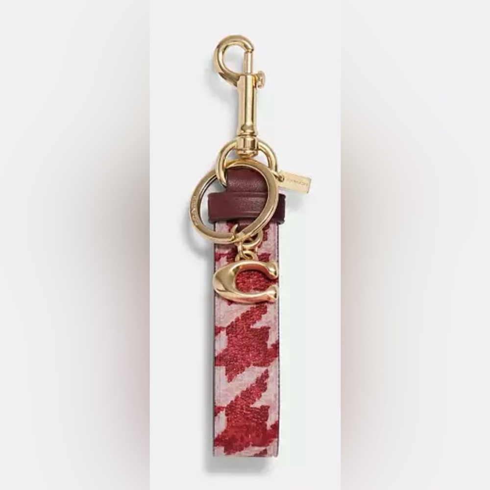 NWT!!  Coach Loop Bag Charm With Houndstooth Print